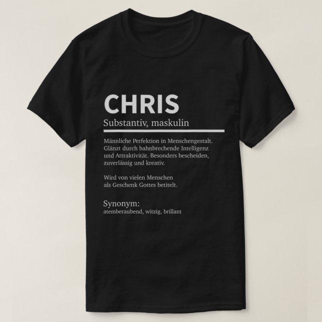 Mens Definition Chris Name Saying Chris First Name T-Shirt (Design Front)