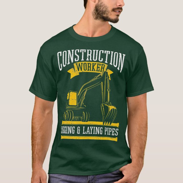 Mens Digging and Laying Pipes Construction T-Shirt (Front)