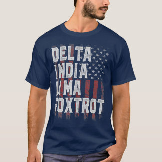 Mens DILF Delta India Lima Foxtrot US Flag Dad Hum T-Shirt