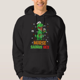 Mens  Dinosaur Scrub Nurse Life Coffee Rn Murse Nu Hoodie