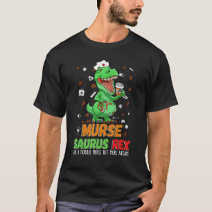 Mens Dinosaur Scrub Nurse Life Coffee Rn Murse Nu T-Shirt