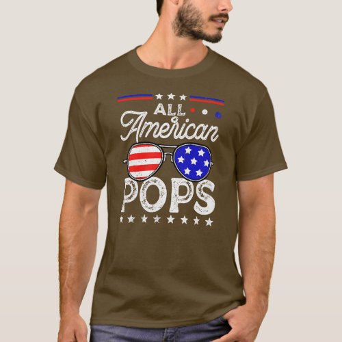 Mens Distressed All American Pops USA Flag T_Shirt