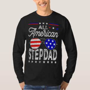 Mens Distressed All American Stepdad Usa Flag Fath T-Shirt