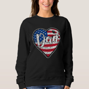 Mens Distressed American Flag Heart Bowling Dad Fa Sweatshirt