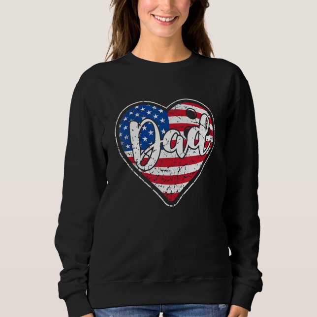 Mens Distressed American Flag Heart Bowling Dad Fa Sweatshirt (Front)