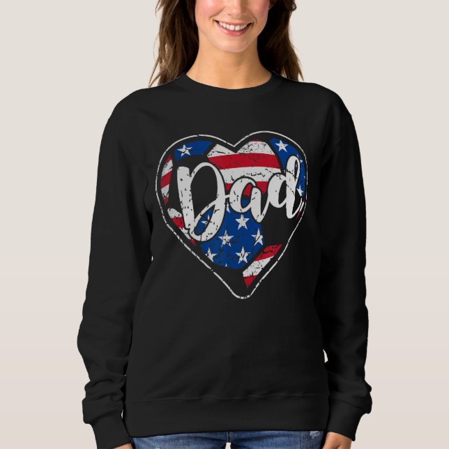 Mens Distressed American Flag Heart Soccer Dad Fat Sweatshirt (Front)