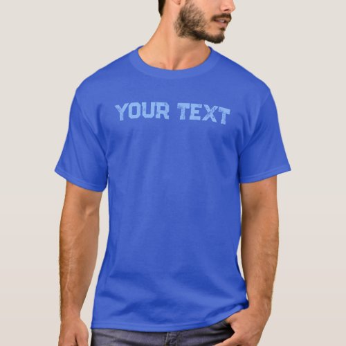 Mens Distressed Font Deep Royal Blue Double Sided T_Shirt