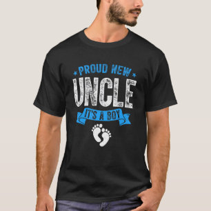 Mens Distressed Proud New Uncle It's A Boy Gender  T-Shirt