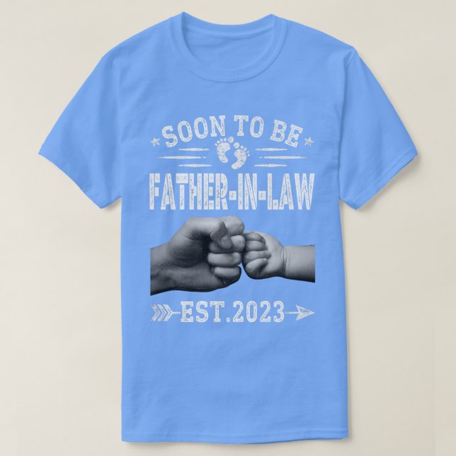 Mens Distressed Soon To Be FatherInLaw Est 2023 Me T-Shirt (Design Front)