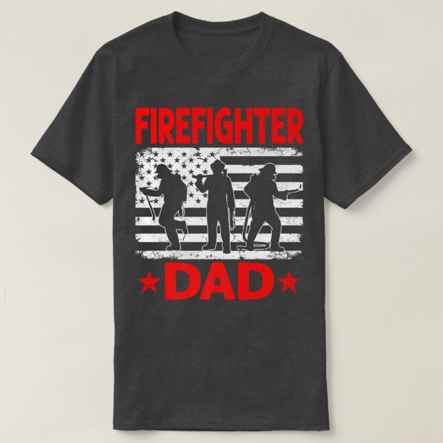 Mens Distressed USA Flag Firefighter Dad Patriotic T-Shirt (Design Front)