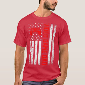 Mens Distressed USA Flag Video Game Dad Father's D T-Shirt