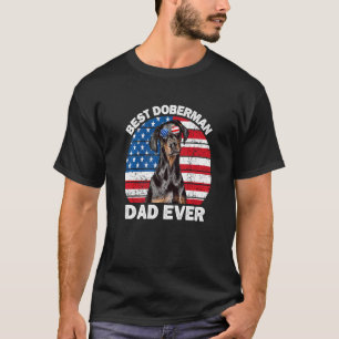 Mens Doberman Dad American Flag Dobie Dad Doberman T-Shirt