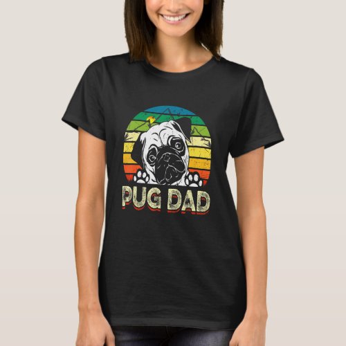 Mens Dog Dad Retro Best Pug Dog Dad Ever Fathers D T-Shirt