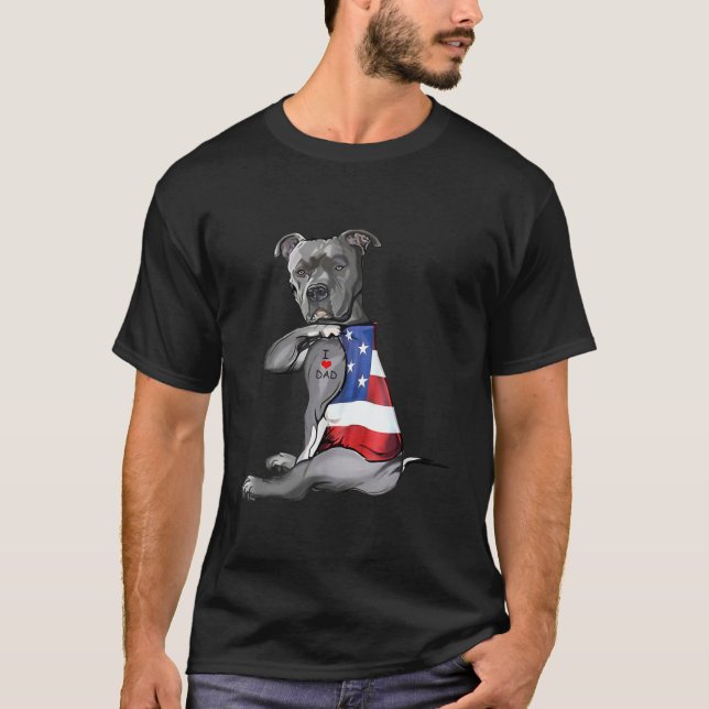 Mens Dog Tattoo I Love Dad  T-Shirt (Front)