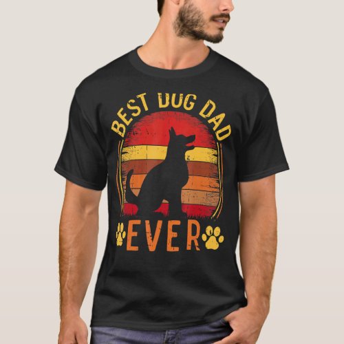 Mens Dog  Vintage Sunset Best Dog Dad Ever Father T_Shirt