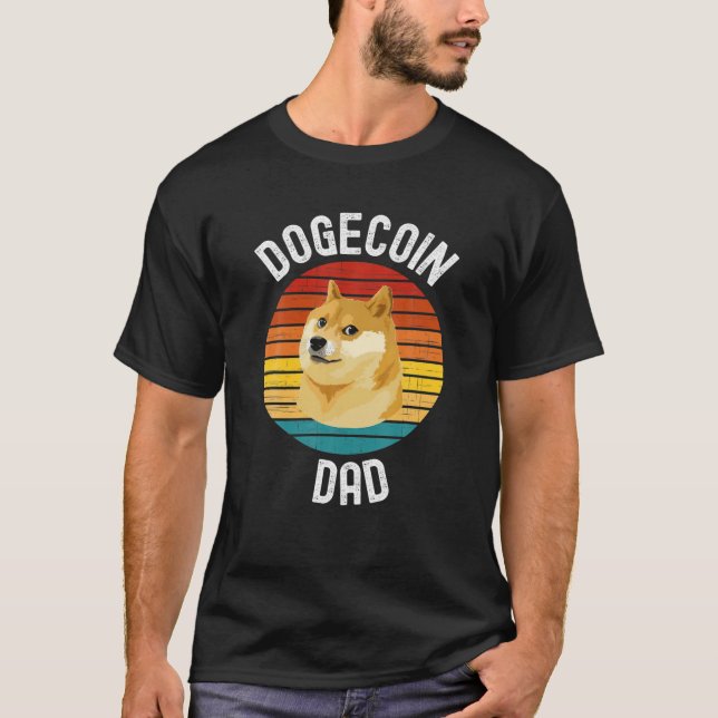 Mens Dogecoin Gift, Doge Coin Dad, Funny Shiba Inu T-Shirt (Front)