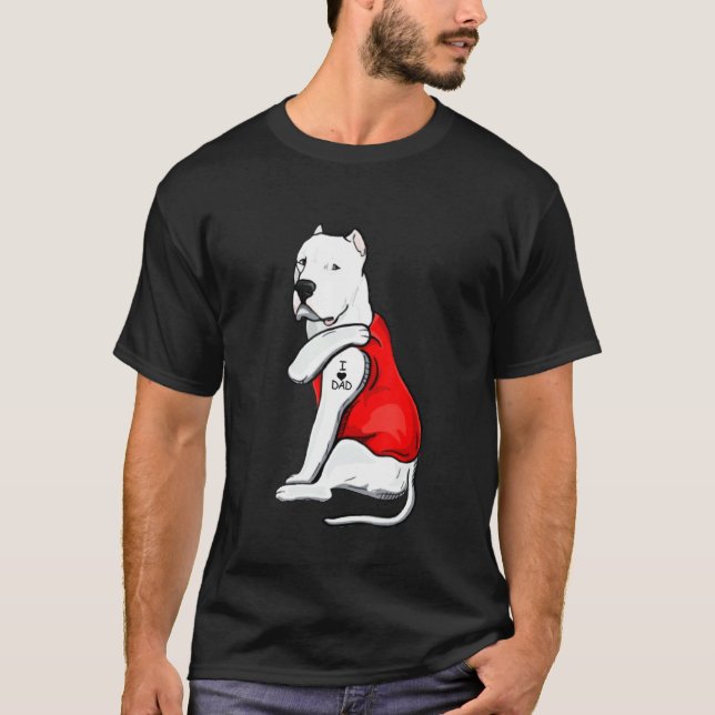 Mens  Dogo Argentino Dog Tattoo I Love Father's Da T-Shirt (Front)