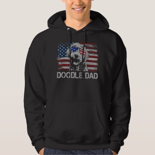 Mens Doodle Dad Goldendoodle Dog American Flag 4th Hoodie