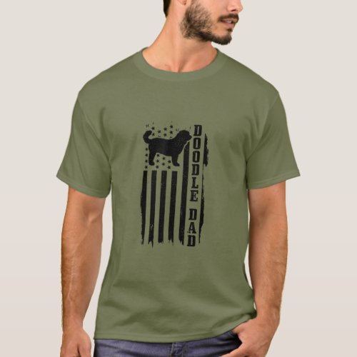Mens Doodle Dad Vintage American Flag Patriotic Go T_Shirt
