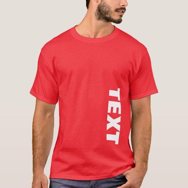 Mens Double Sided Print Large Bold Font Text Red T-Shirt (Front)