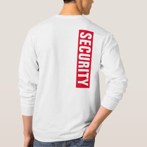 Mens Double Sided White Long Sleeve Security T_Shirt