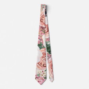 Mens Dress Tie Geometric Garden Rose Gold Glitter