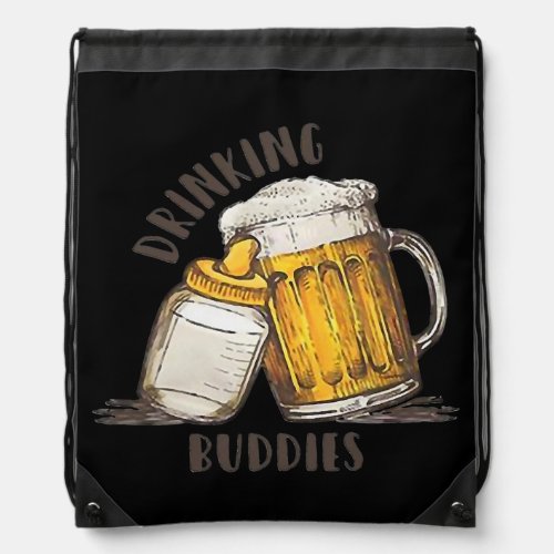 Mens Drinking Buddies Dad And Baby Beer Matching Drawstring Bag
