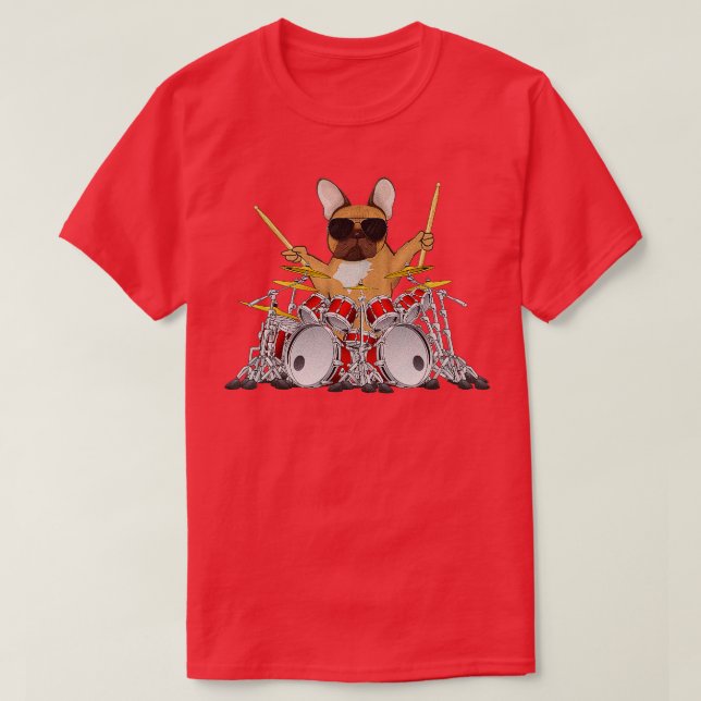 Mens Drummer French bulldog drums drumming dog  T-Shirt (Design Front)