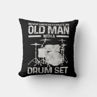 Mens Drummer Gift Never Underestimate An Old Man W Throw Pillow