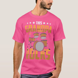 Mens Drummer Papa Funny This Grandpa Rocks Percuss T-Shirt