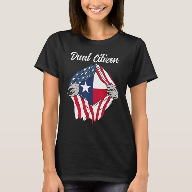 Mens Dual Citizen Texas State And America Flag Men T-Shirt (Front)