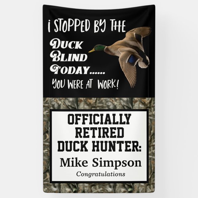 Men's Duck Hunting Retirement Party Camo Mallard Banner (Vertical)