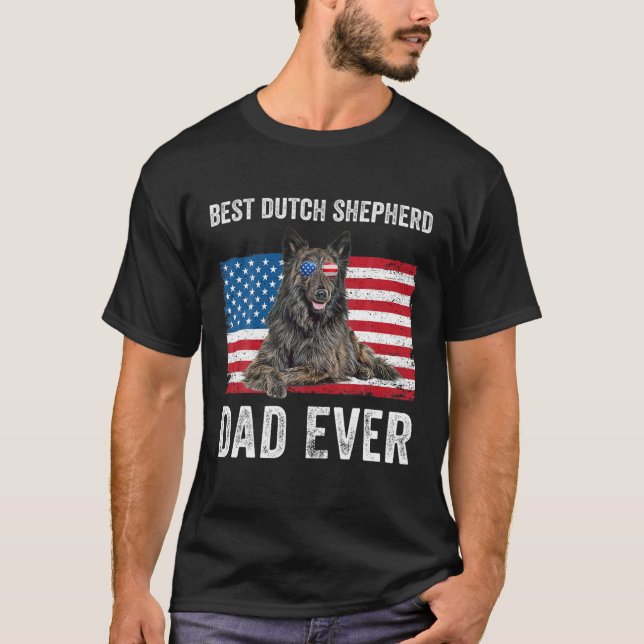 Mens Dutch Shepherd Dad American Flag Dog Lover Ow T-Shirt (Front)