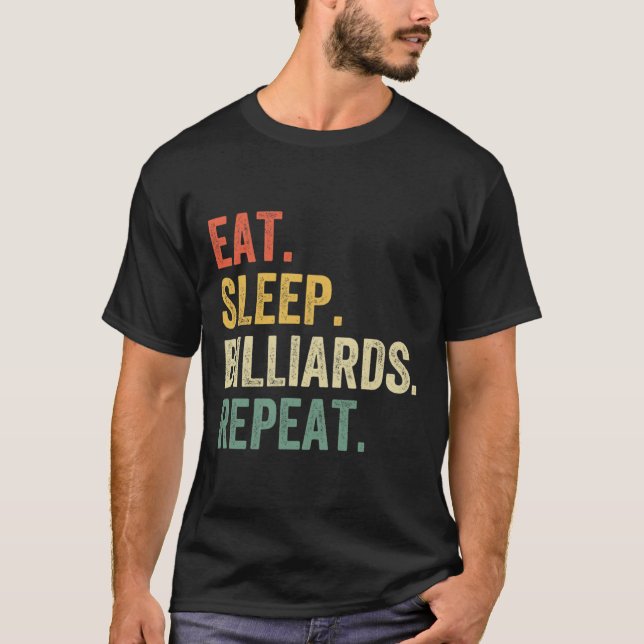 Mens Eat Sleep Billiards Repeat Funny Pool Player  T-Shirt (Front)