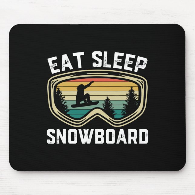 Mens Eat Sleep Snowboard Funny Retro Snowboarding  Mouse Pad (Front)