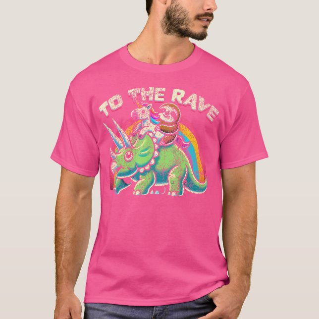 Men'S Edm Rave Dinosaur Cartoon 	 Black Small T-Shirt (Front)