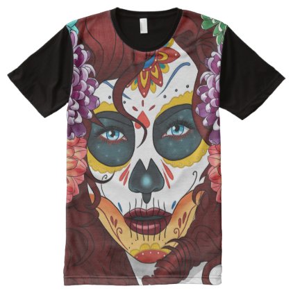 Mens El Dia de los Muertos Panel Shirt