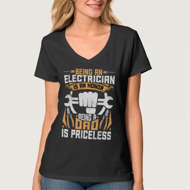 Mens Electrician Dad  Being an Electrician Is an H T-Shirt (Front)