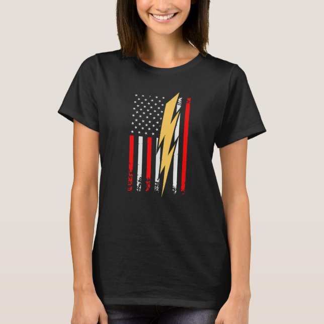 Mens Electrician Patriotic US Tee electricians Wir (Front)