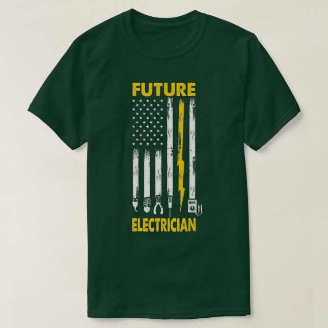 Mens Electrician Us Flag Tools for Future Electric T-Shirt (Design Front)