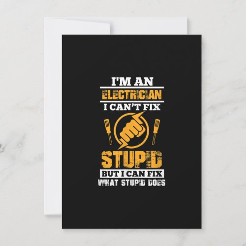 Mens Electricians Funny Im An Electrician I Cant Note Card