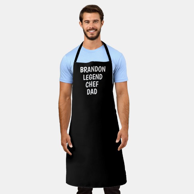 Men's Elegant Black White Modern Simple Dad Chef Apron (Worn)