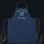 Men's Elegant Blue Chef Name Modern Grillmaster Apron<br><div class="desc">Grillmaster,  elegant,  modern,  stylish,  simple,  navy blue and white apron. Perfect for birthday,  Father's day. Personalize with your name.</div>