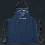 Men's Elegant Blue Chef Name Modern Grillmaster Apron<br><div class="desc">Grillmaster,  elegant,  modern,  stylish,  simple,  navy blue and white apron. Perfect for birthday,  Father's day. Personalize with your name.</div>