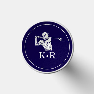 Men's Elegant Blue Monogram Golf Player Tees