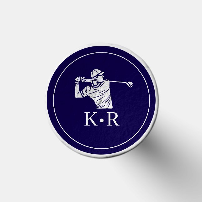 Men's Elegant Blue Monogram Golf Player Tees (Top)