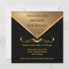 Men's Elegant Gold Black 60th Brithday Invitations