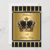 Men's Elegant Gold Black Stripe Birthday Crown 2 Invitation (Front)