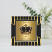 Men's Elegant Gold Black Stripe Birthday Crown Invitation | Zazzle