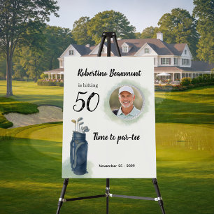 Men's Elegant Golf Theme Photo 50th birthday Foam Board